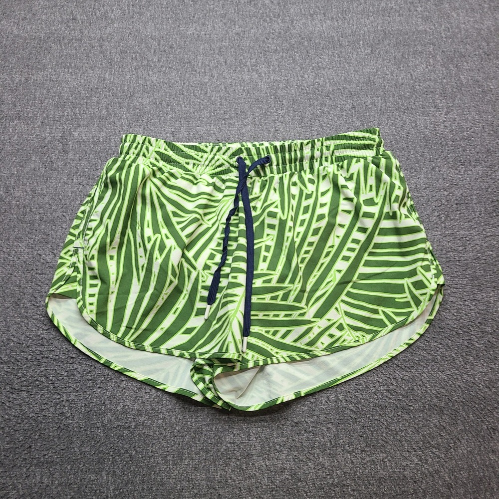 New Balance Running Shorts Womens Small Green Excellent Palm Print Drawstring